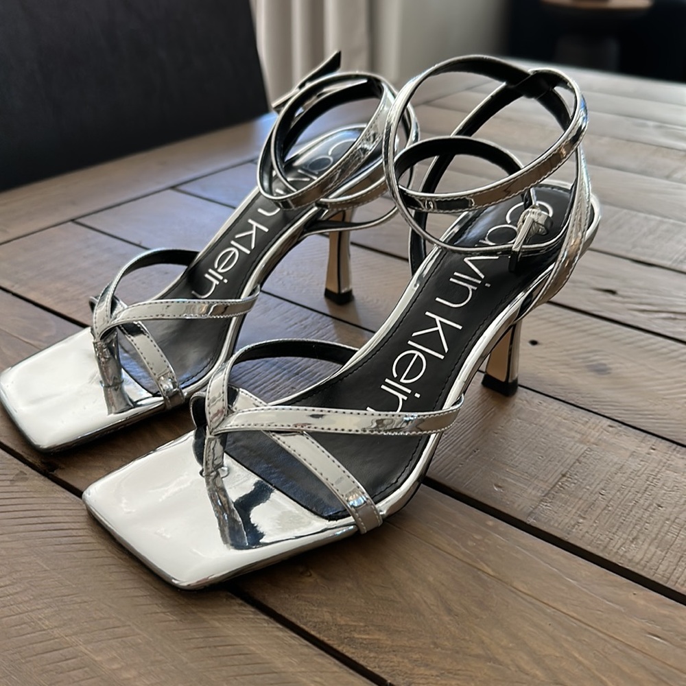 Calvin Klein metallic heel sandals